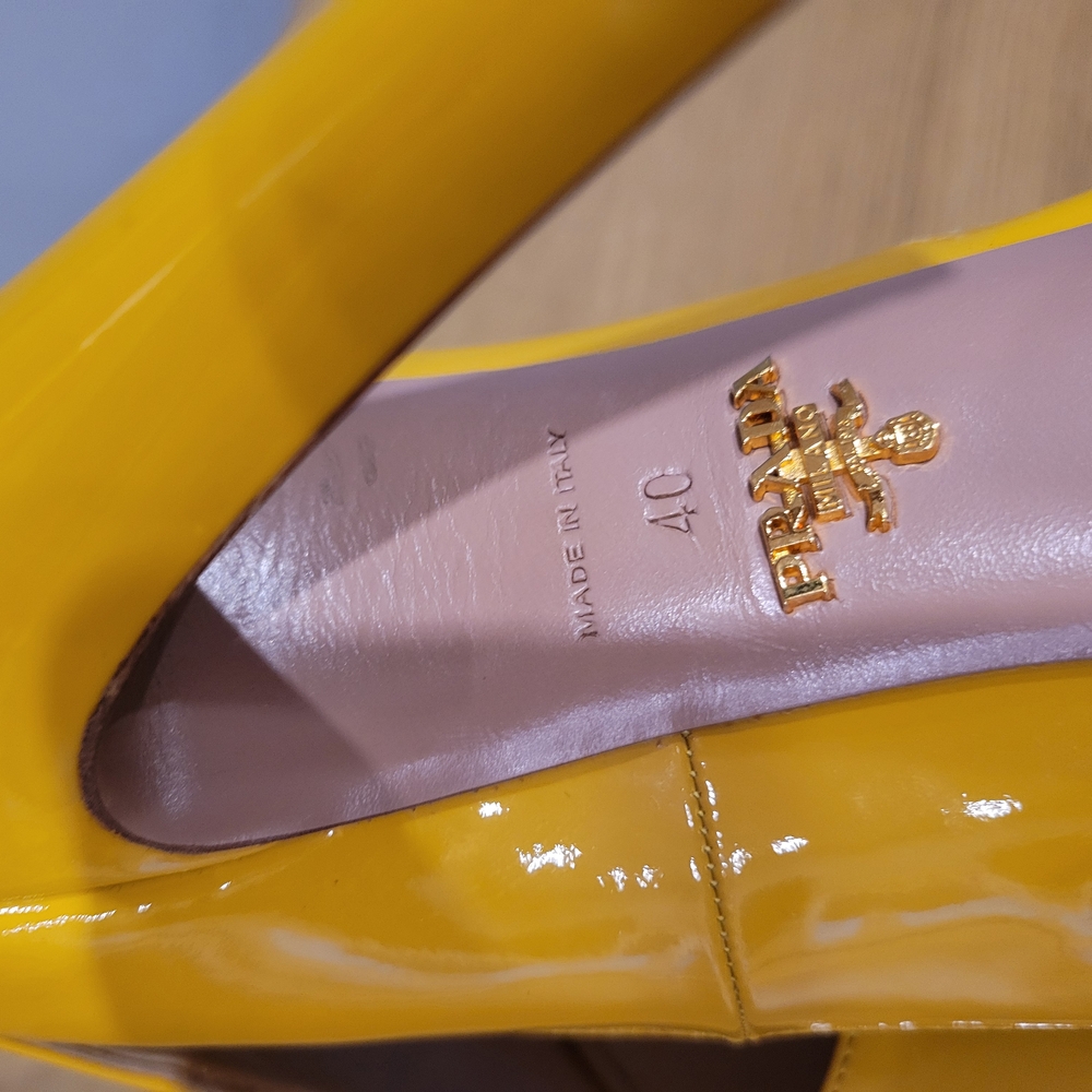 Prada Yellow Patent Leather High Heel Pumps - Picture 3 of 6